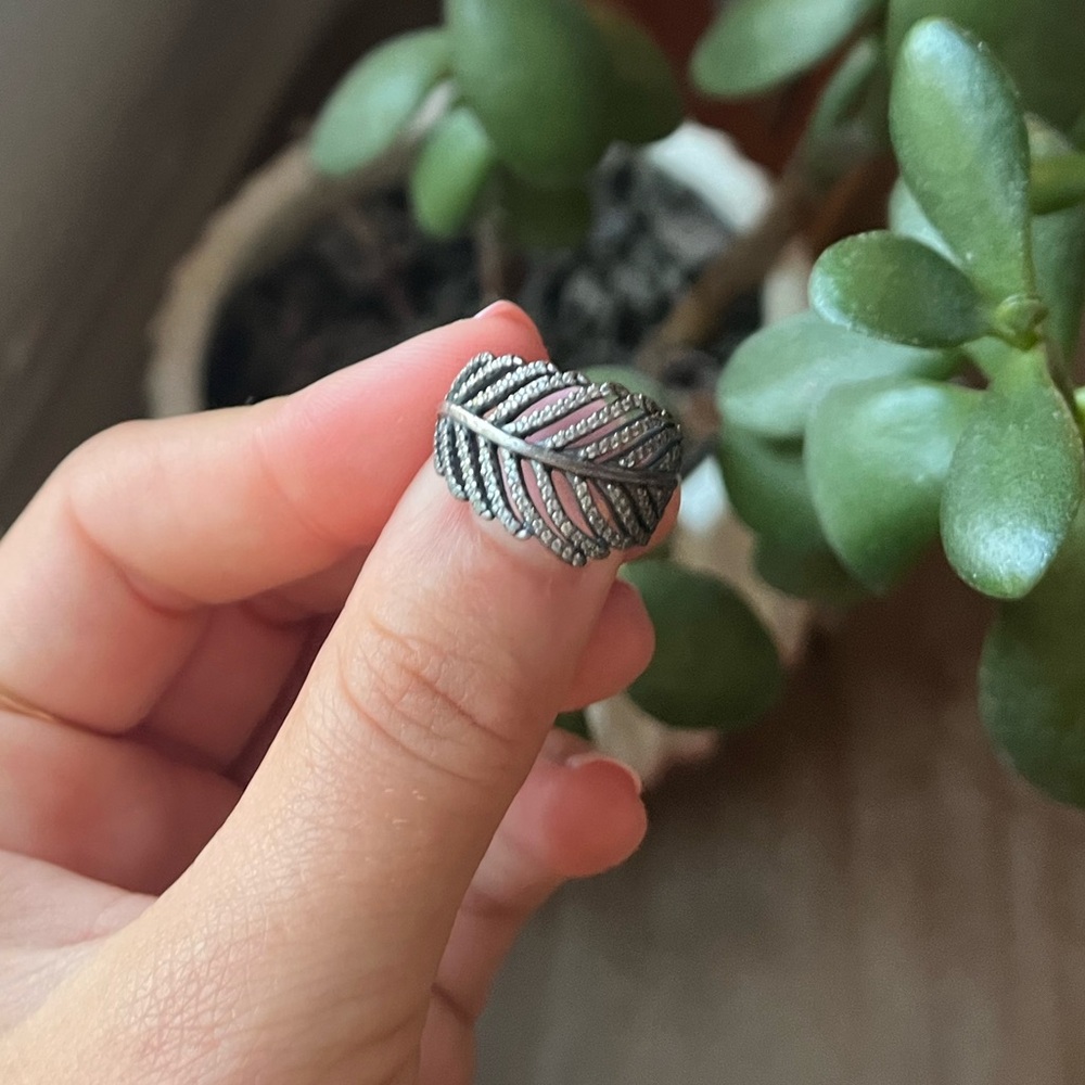 Silver Feather Pandora Ring
